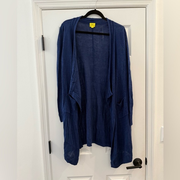 ROBERTA ROLLER RABBIT Breeze Open 100% Linen Long Cardigan Pockets XS / Small - Picture 2 of 5